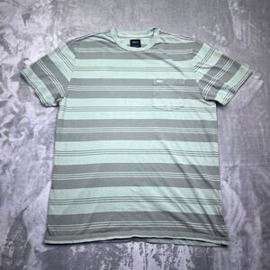 RVCA Mens XL Striped Pocket T Shirt Gray Green Short Sleeve Slim Fit Casual